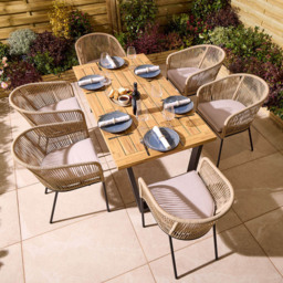 Rowlinson Oslo 6 Seater Natural Dining Table Set 160cm - Brown - Wilko - thumbnail 6