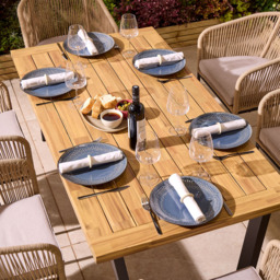 Rowlinson Oslo 6 Seater Natural Dining Table Set 160cm - Brown - Wilko - thumbnail 4