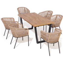 Rowlinson Oslo 6 Seater Natural Dining Table Set 160cm - Brown - Wilko - thumbnail 3