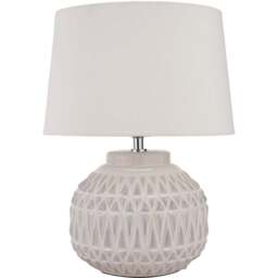 Pacific Lifestyle Anneli Warm White Aztec Texture Ceramic Table Lamp - Wilko