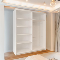 Sliding Wardrobes 4U 2 Sliding Door White Modern Oak Striped Mirrored Wardrobe 150cm - Size: 2 Door - Wilko - thumbnail 5