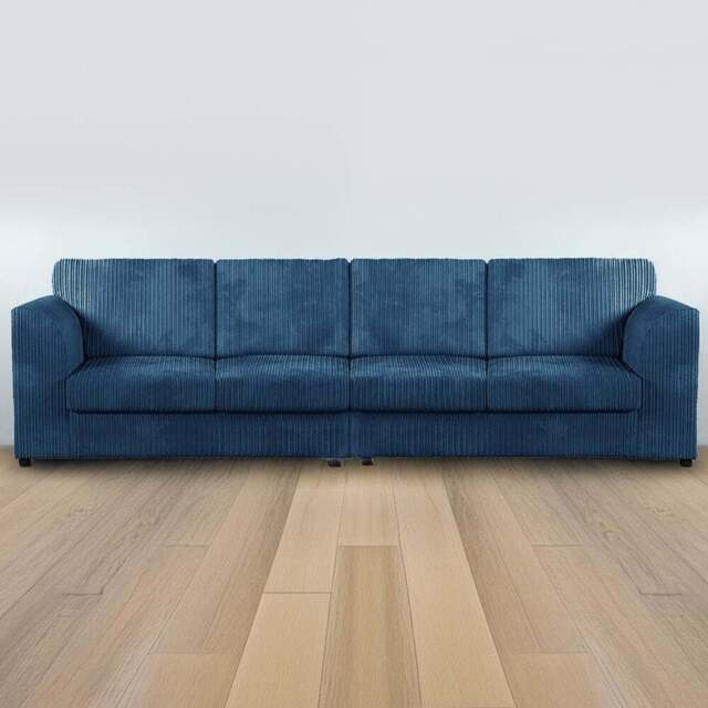 Luxor 4 Seater Marine Blue Jumbo Cord Full Back Sofa - Wilko - image 1