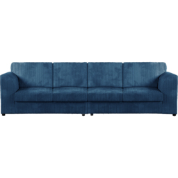 Luxor 4 Seater Marine Blue Jumbo Cord Full Back Sofa - Wilko - thumbnail 3