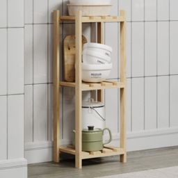 Core Products 3 Shelf Narrow Slatted Storage Unit - Size: 27 x 29 x 80cm - n/a - Wilko