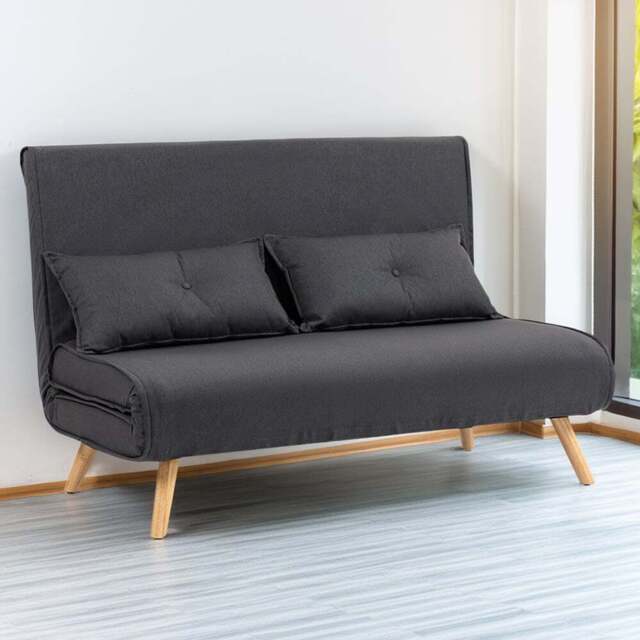 HOMCOM Click Clack 2 Seater Dark Grey Sofa Bed - Wilko - image 1