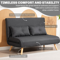 HOMCOM Click Clack 2 Seater Dark Grey Sofa Bed - Wilko - thumbnail 7