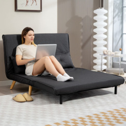 HOMCOM Click Clack 2 Seater Dark Grey Sofa Bed - Wilko - thumbnail 5