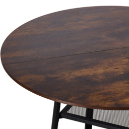 Living and Home 4 Seater Vintage Wood Effect Round Dining Table with Storage Shelf - Vintage + Black - Wilko - thumbnail 5