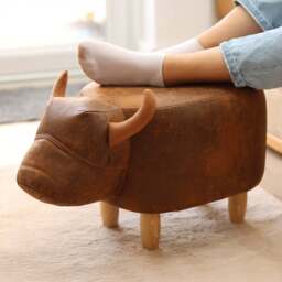 Gardeco Cocoa The Brown Cow Leatherette Footstool - Size: 36 x 61 x 32cm - Wilko - thumbnail 1
