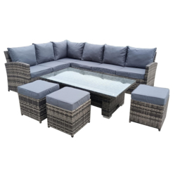 Furniture One 9 Seater Rattan Garden Corner Lounge Set with Rising Table - Grey - Wilko - thumbnail 3