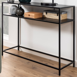 Florence Newcastle Open Shelf Matt Black Console Table - Furniture To Go - Wilko