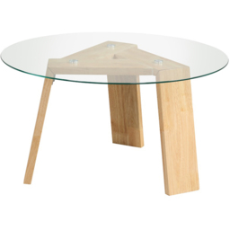 Costway Transparent Wooden Round Coffee Table - Size: 82 x 82 x 8cm - Cream - Wilko - thumbnail 3