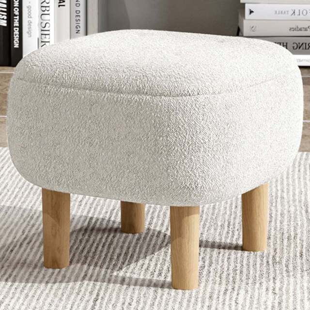 Living and Home White Wooden Footstool - Cream - Wilko - image 1