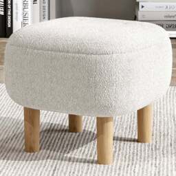 Living and Home White Wooden Footstool - Cream - Wilko