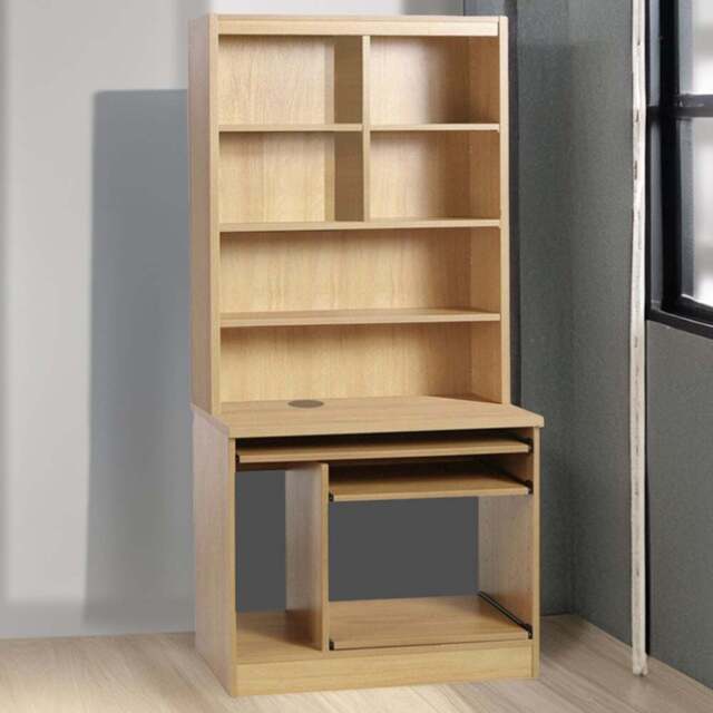 R White Cabinets 6 Shelf Computer Desk with Hutch Brown - Size: 182.8 x 85 x 54cm - Wilko - image 1