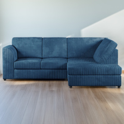 Luxor 4 Seater Marine Blue Jumbo Cord L-Shape Right Hand Corner Sofa - Wilko - thumbnail 1