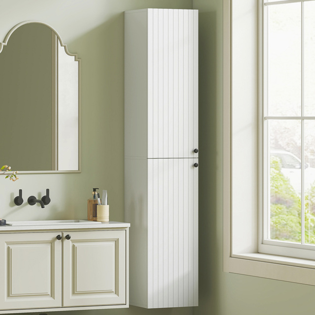 HOMCOM 2 Door White Wall Mounted Slim Bathroom Storage Cabinet - Size: 161 x 30 x 30cm - Wilko - image 1
