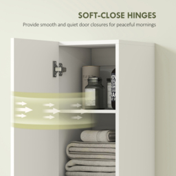 HOMCOM 2 Door White Wall Mounted Slim Bathroom Storage Cabinet - Size: 161 x 30 x 30cm - Wilko - thumbnail 6