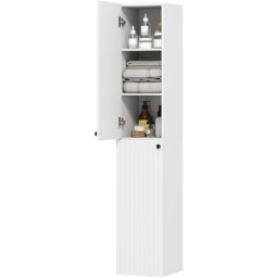 HOMCOM 2 Door White Wall Mounted Slim Bathroom Storage Cabinet - Size: 161 x 30 x 30cm - Wilko - thumbnail 3
