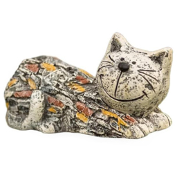 Marco Paul Stone Effect Resin Cat Garden Ornament - Size: 29 x 17 x 12cm - White - Wilko - thumbnail 1