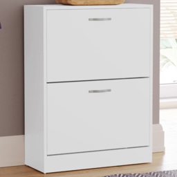 VIDA DESIGNS White 2-Drawer Shoe Cabinet Rack - Size: 24cm x 60 x 80cm - Wilko