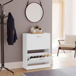 Vida White 2-Drawer Shoe Cabinet Rack - Size: 24cm x 60 x 80cm - Wilko - thumbnail 5