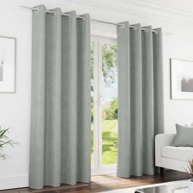 Enhanced Living Knightsbridge Grey Chenille Thermal Blackout Eyelet Curtains 229 x 183cm - Size: W 229 x D 183cm - Wilko - image 1