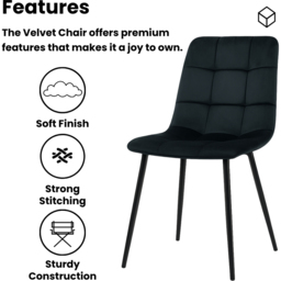 Kosy Koala 6 Seater Velvet Glass Rectangular Dining Set Grey and Black - Wilko - thumbnail 6