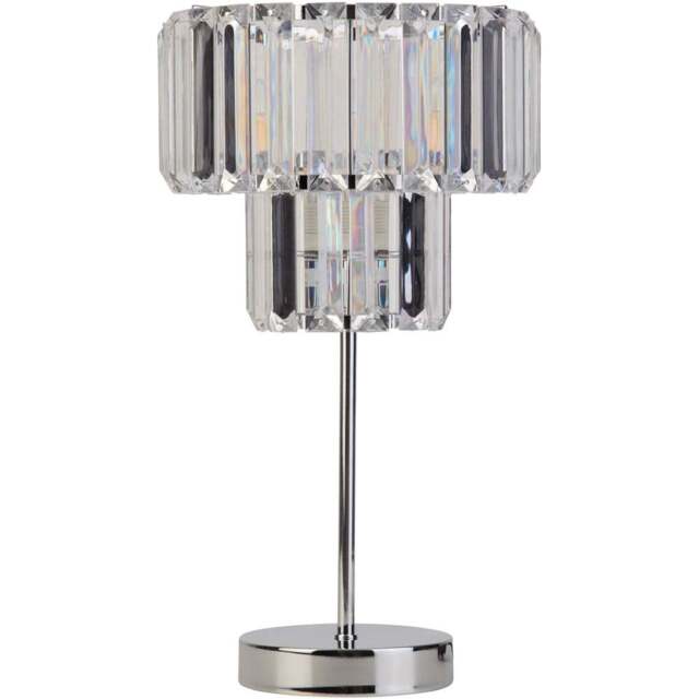 Lighting Collection Chrome and Clear Acrylic Table Lamp - Size: 37.5 x 21.5 x 21.5cm - Silver - Wilko - image 1