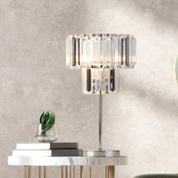 Lighting Collection Chrome and Clear Acrylic Table Lamp - Size: 37.5 x 21.5 x 21.5cm - Silver - Wilko - thumbnail 3