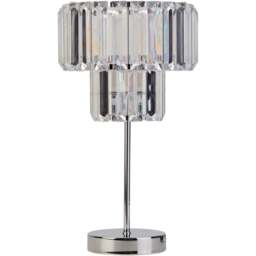 Lighting Collection Chrome and Clear Acrylic Table Lamp - Size: 37.5 x 21.5 x 21.5cm - Silver - Wilko
