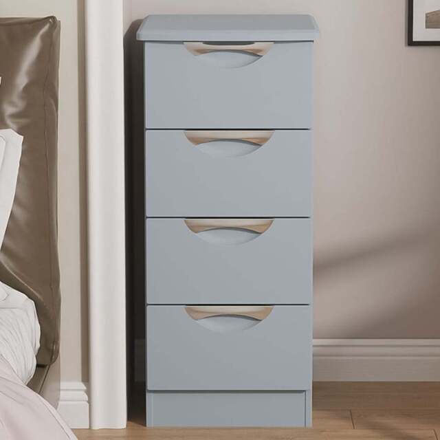 Crowndale Camden 4 Drawer Denim Blue Bedside Cabinet Ready Assembled - Wilko - image 1