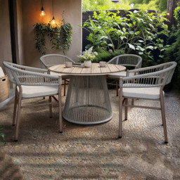SOLACE+CO Hana Lita 4 Seater Round Garden Bistro Set - Beige - Wilko - thumbnail 1