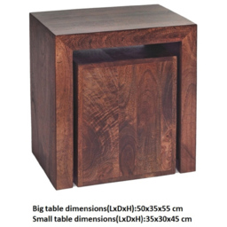 Brooklyn Nihash Toko Cubed Dark Mango Nest of Tables Set of 2 - Brown - Wilko - thumbnail 6