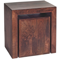 Brooklyn Nihash Toko Cubed Dark Mango Nest of Tables Set of 2 - Brown - Wilko - thumbnail 3