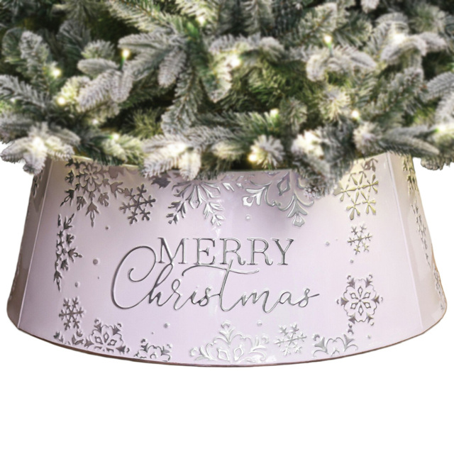Merry Christmas Metal Tree SkirtWhite and Silver - Wilko - image 1