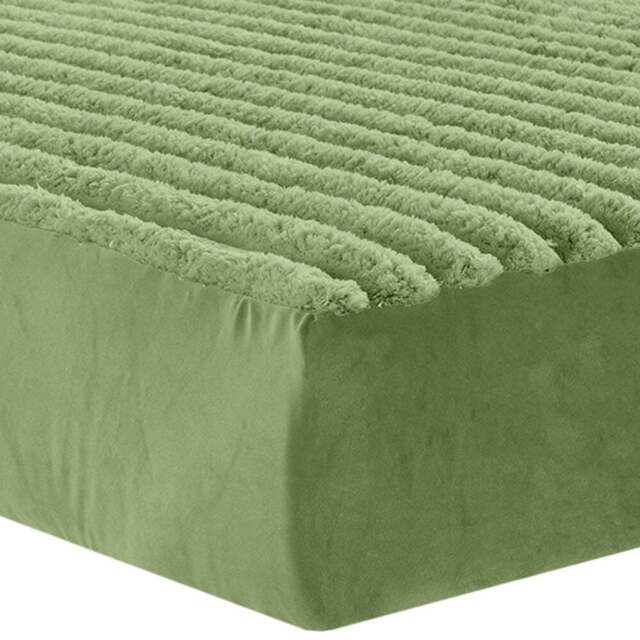Velosso Super King Size Olive Jumbo Cord Fitted Bed Sheet - Wilko - image 1