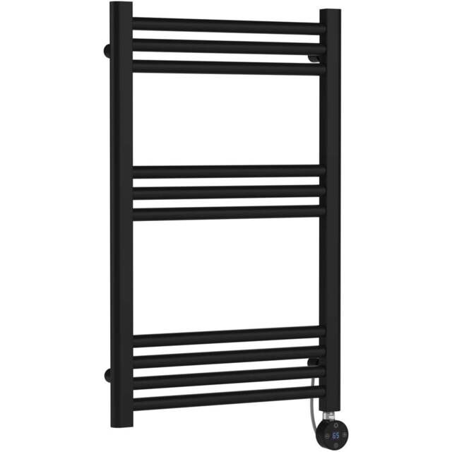 nuie Matt Black Electric Round Towel Rail 800 x 500mm - Size: 8 x 5 x 0.3cm - Wilko - image 1