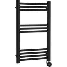 nuie Matt Black Electric Round Towel Rail 800 x 500mm - Size: 8 x 5 x 0.3cm - Wilko