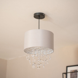 ValueLights Lulu Grey Fabric Easy Fit Shade - Size: 35 x 30 x 30cm - Wilko - thumbnail 4