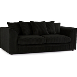 Luxor 5 Seater Black Jumbo Cord Scatter Back Sofa Suite - Wilko - thumbnail 4