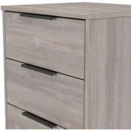 Crowndale Hong Kong 5 Drawer Grey Oak Tall Bedside Cabinet Ready Assembled - Wilko - thumbnail 6