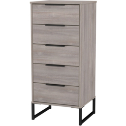 Crowndale Hong Kong 5 Drawer Grey Oak Tall Bedside Cabinet Ready Assembled - Wilko - thumbnail 5