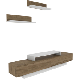 Decorotika Lusi 2 Door Single Shelf White and Oud TV Unit with 2 Wall Shelf - Size: 40 x 180 x 32cm - Multi - Wilko - thumbnail 7