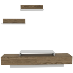 Decorotika Lusi 2 Door Single Shelf White and Oud TV Unit with 2 Wall Shelf - Size: 40 x 180 x 32cm - Multi - Wilko - thumbnail 3
