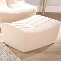 Desser Furniture Vanilla Boucle Fabric Cosy Pouffe Footstool - Size: 39.0 cm x 83.0 cm x 65.0 cmcm - White - Wilko
