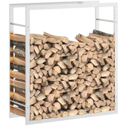 vidaXL Silver Stainless Steel Firewood Log Holder 86 x 80 x 28cm - Wilko - thumbnail 4