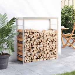 vidaXL Silver Stainless Steel Firewood Log Holder 86 x 80 x 28cm - Wilko - thumbnail 3
