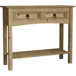 Vida Designs Corona 2 Drawer Pine Console Table - Size: 31 x 83 x 70cm - Brown - Wilko - thumbnail 3