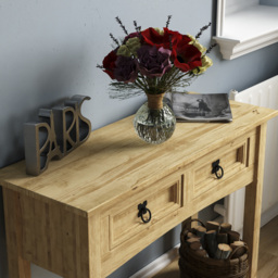 Vida Designs Corona 2 Drawer Pine Console Table - Size: 31 x 83 x 70cm - Brown - Wilko - thumbnail 4